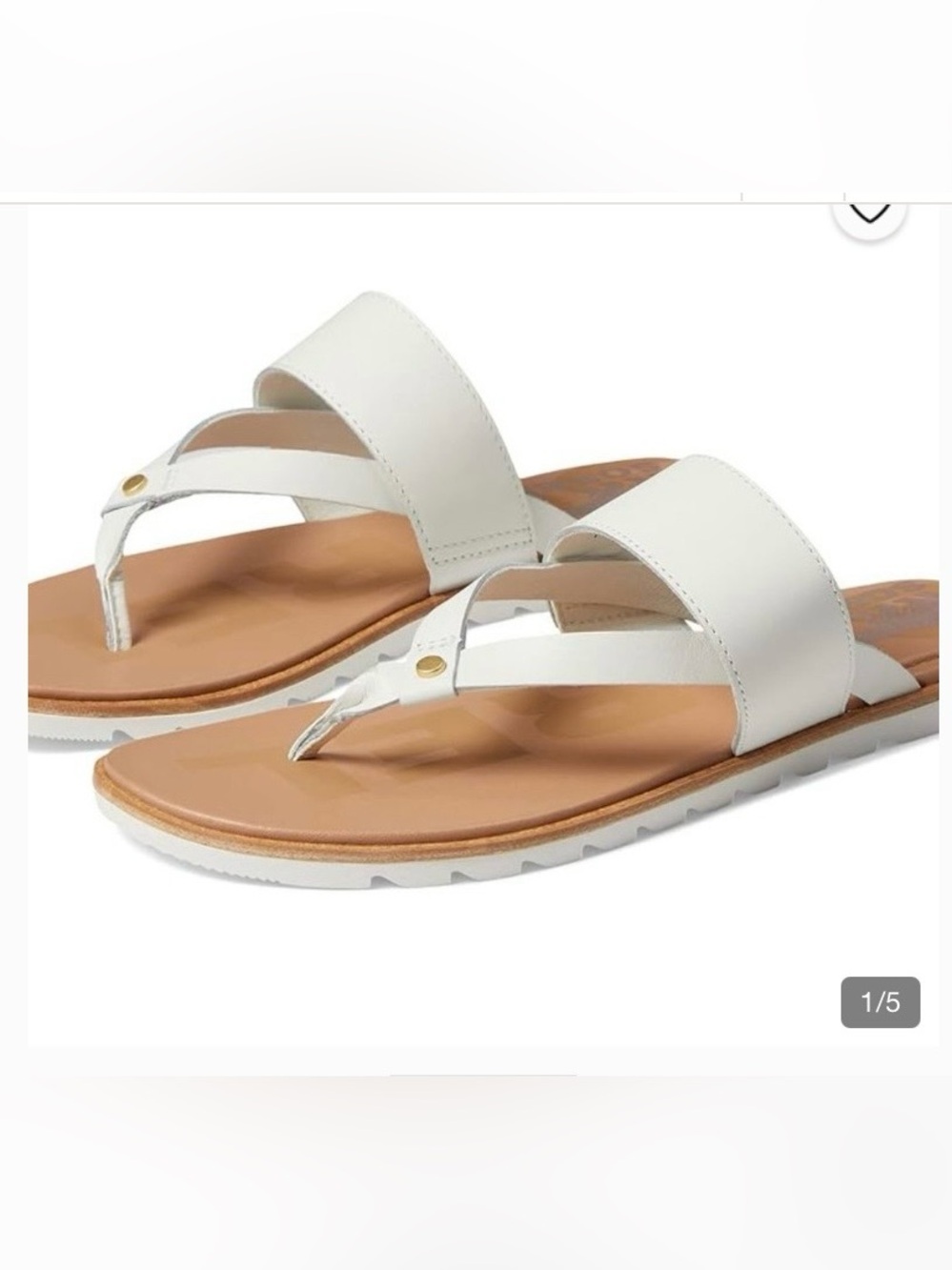 Sorel Ella II Easy White Leather Toe post Flip Sandals, size 8.5